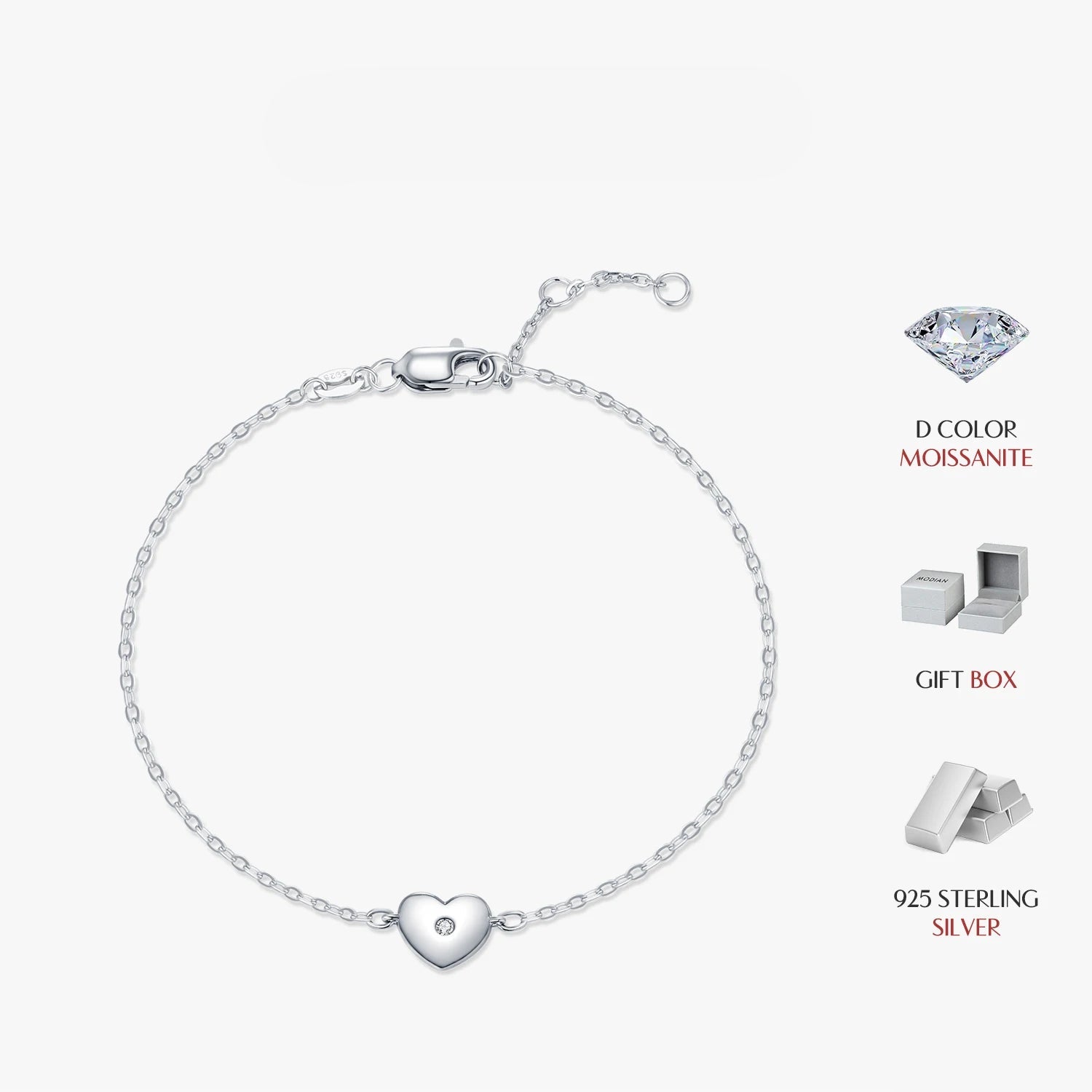 Classic chain bracelet with moissanite diamond centerpiece