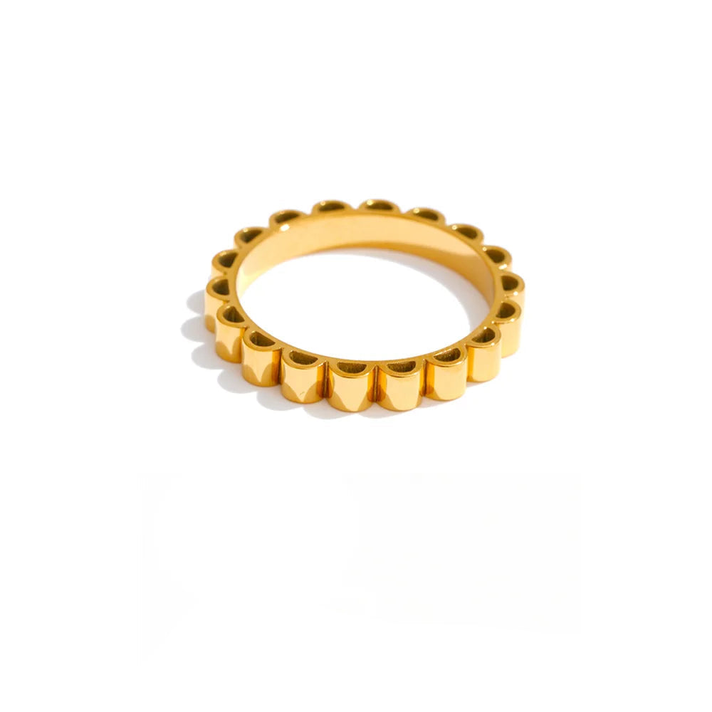 Minimalist gold plated ring with smooth polished shine