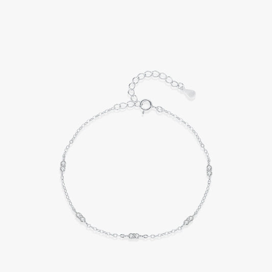 Sterling Silver Zircon Link Chain Bracelet