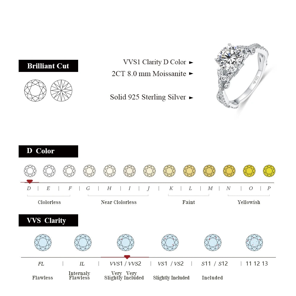 White gold rings round engagement ring with moissanite jewelry