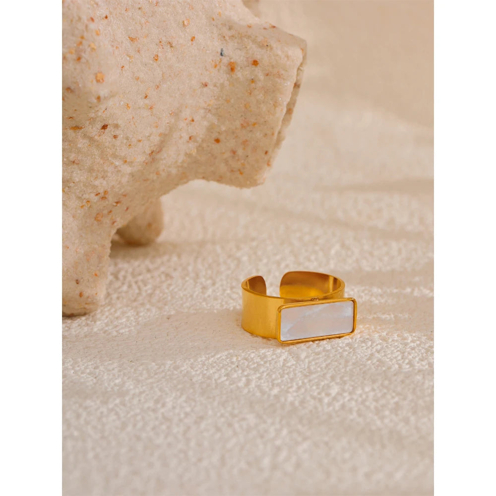 Tarnish-Resistant Matte Shell Open Ring