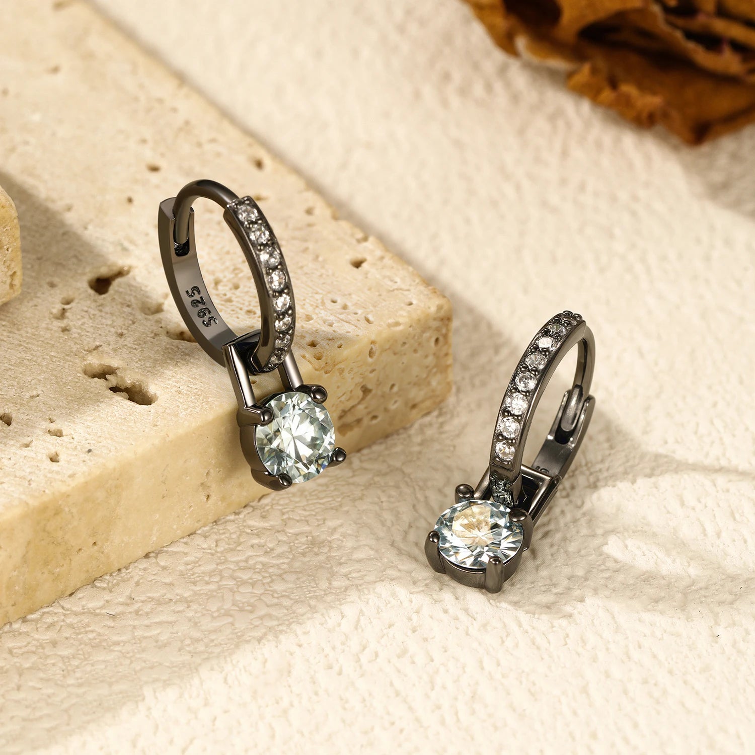 Side profile of hoop earrings with diamonds style using moissanite jewelry