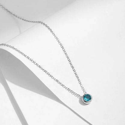 925 Sterling Silver Teal Zirconia Pendant Necklace