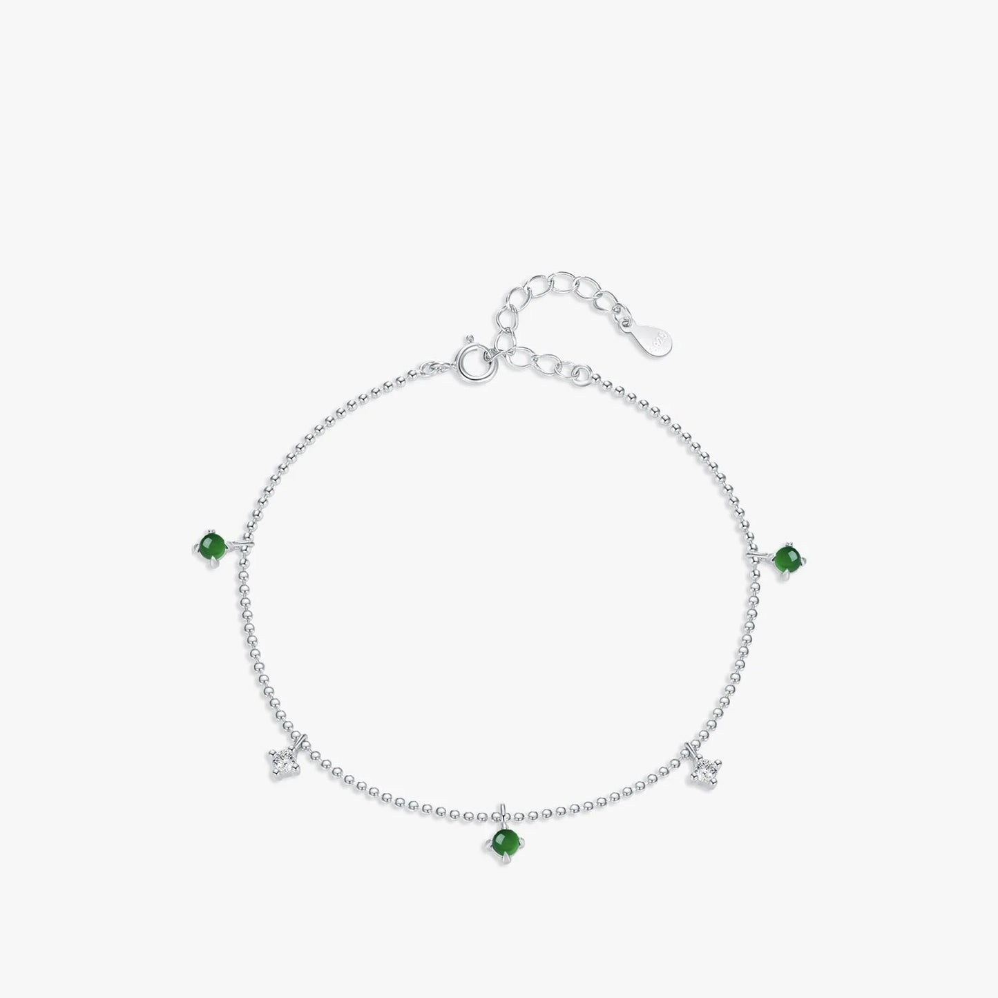 Sterling Silver Green & Clear CZ Adjustable Bracelet