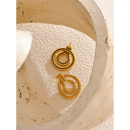 18K Gold Plated Geometric Snake Earrings