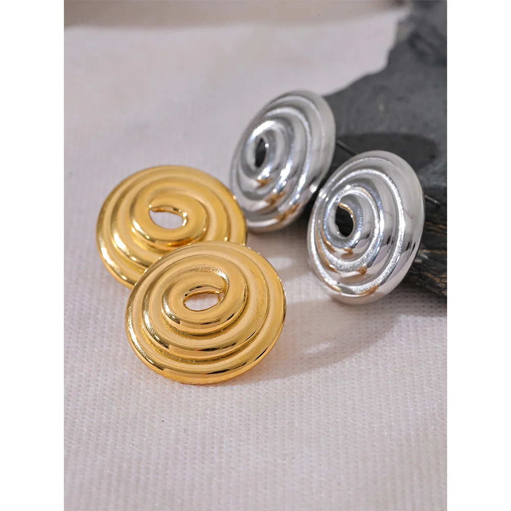 316L Stainless Steel Large Round Stud Earrings