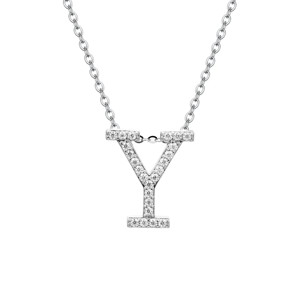 Necklace with the letter Y arranged within jewelry sets in silver color