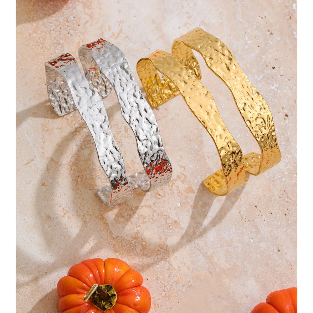 open double layer gold cuff bracelet for women stylish wrist accessory