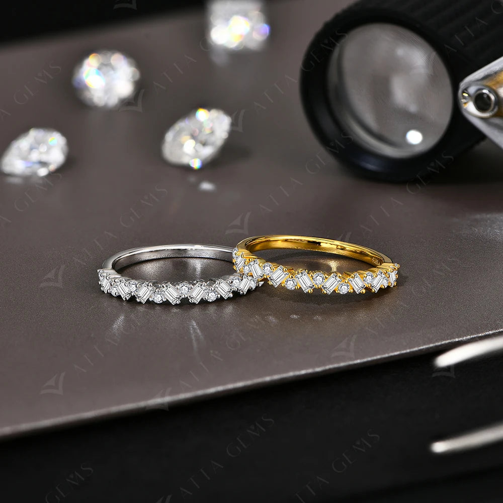 Close view of moissanite ring showcasing diamonds for ring brilliance