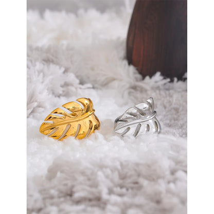 Stylish Leaf Design Open Ring