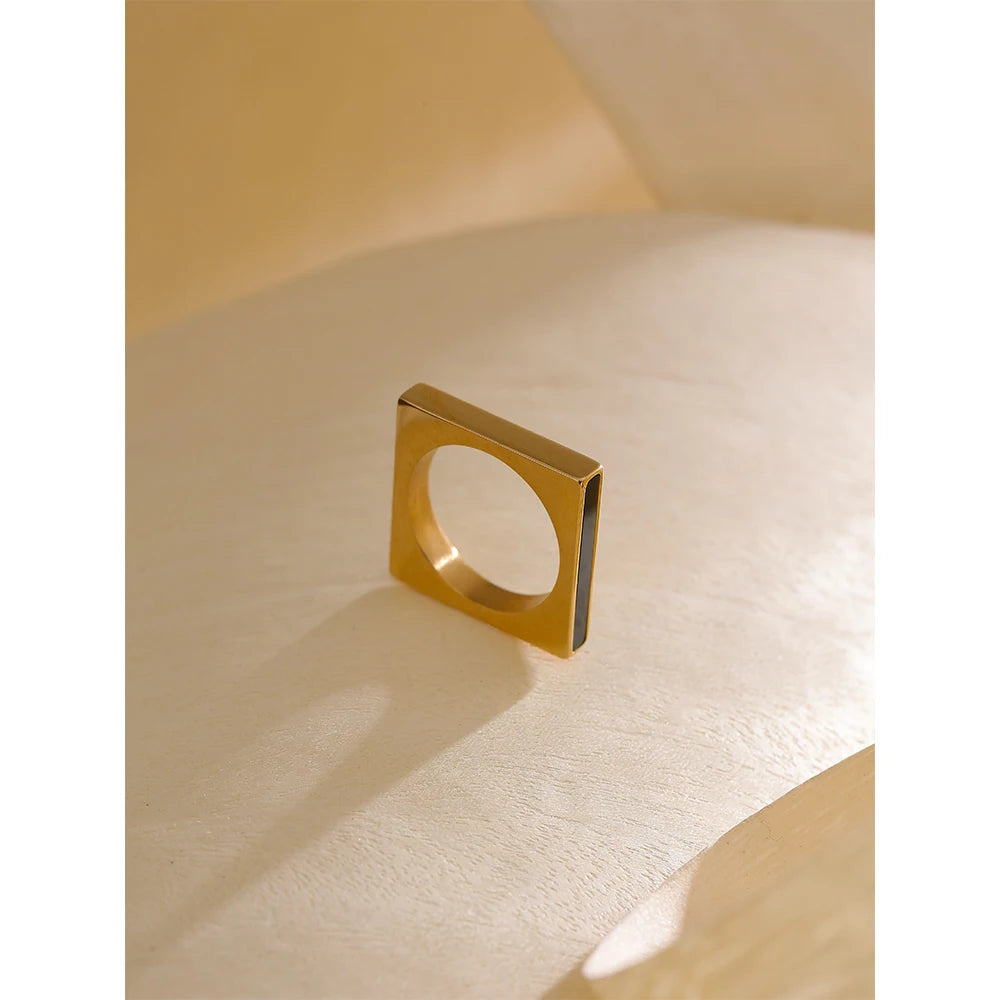 Minimalist Square Geometric Stainless Steel Ring