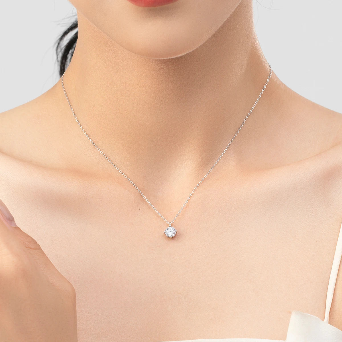 Sterling Silver 1CT Zircon Pendant Necklace