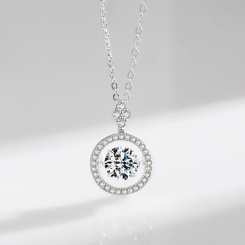 925 Sterling Silver Luxury Movable Zircon Pendant Necklace