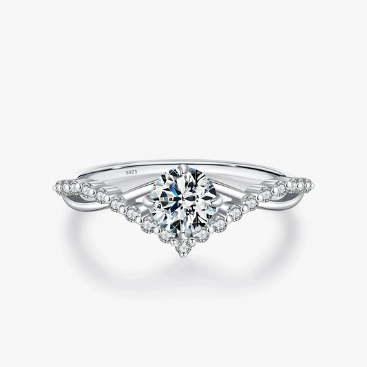 Crown Elegance Moissanite Sterling Silver Ring