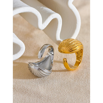 18K Gold Plated Geometric Stripe Open Ring