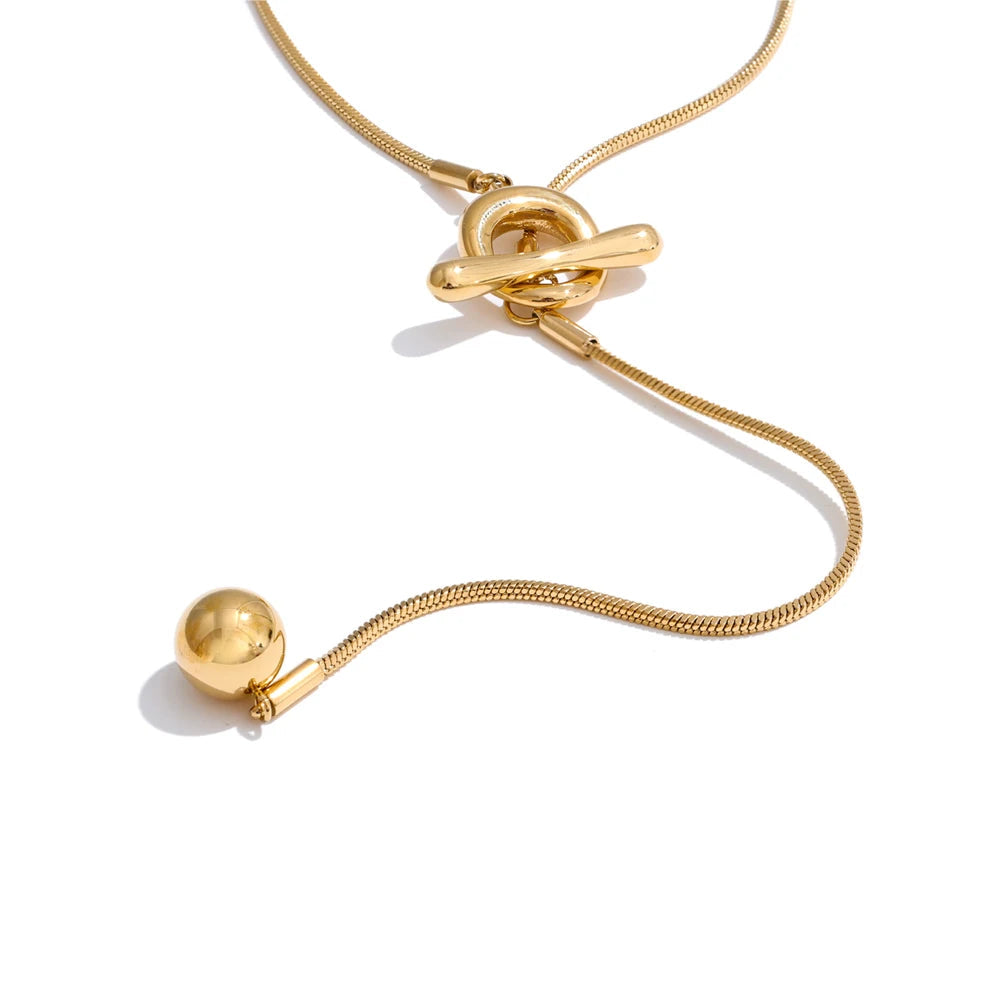 Long chain gold chain drop necklace with gold plated glow in stainless steel jewelry