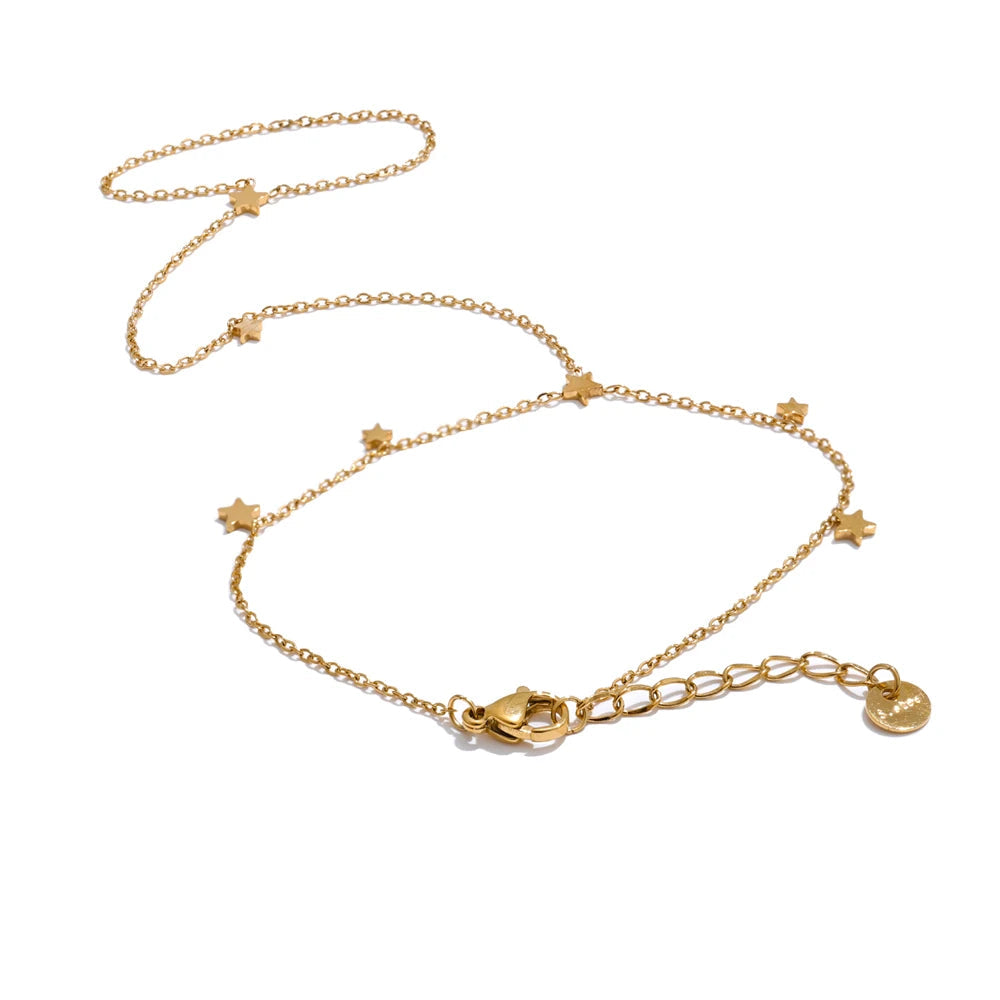 Star dangle ring bracelet hand harness in gold plated stainless steel jewelry