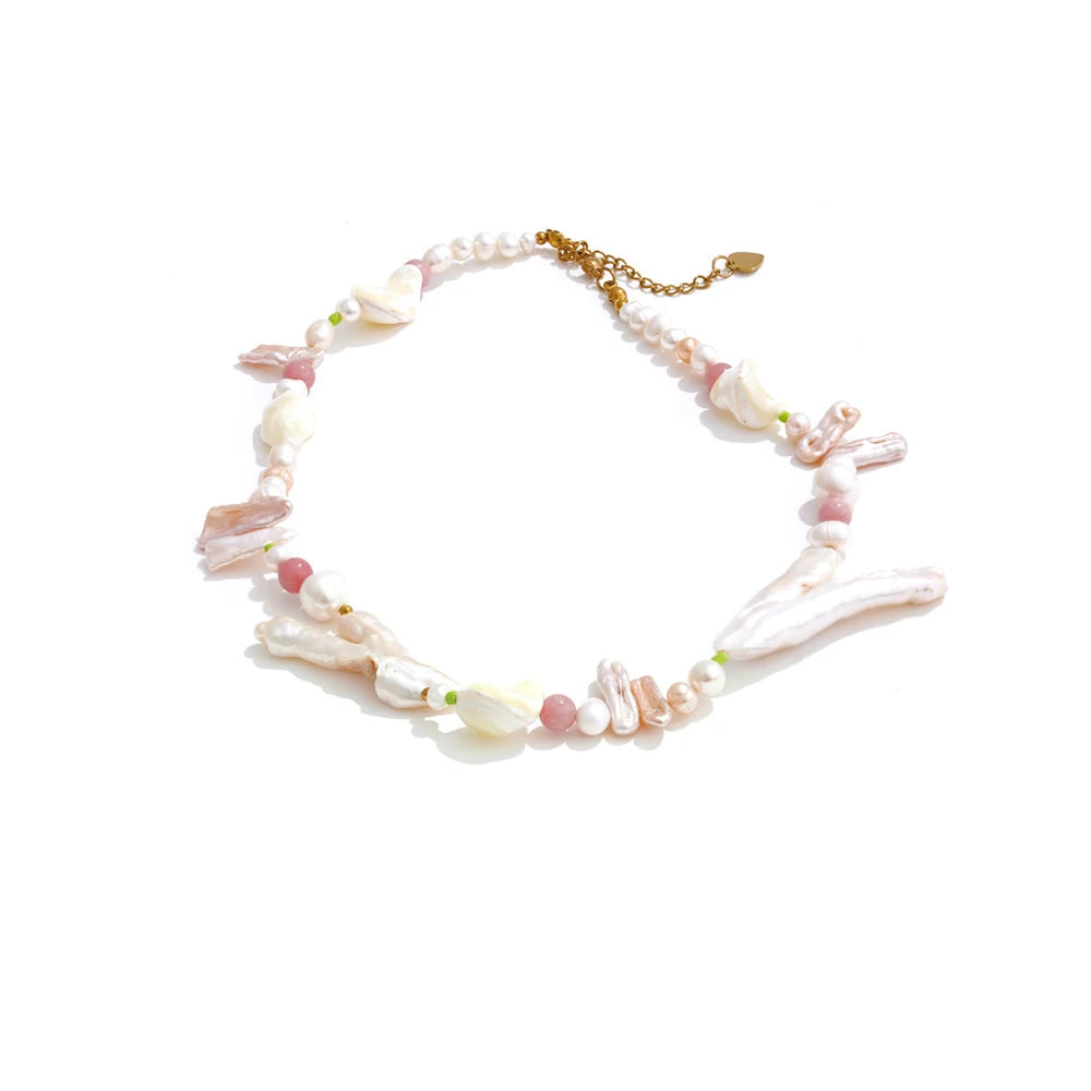 Luxury necklace pearl jewelry with freshwater pearl on gold chain