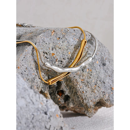 Waterproof 18K Gold Cast Chain Clavicle Necklace