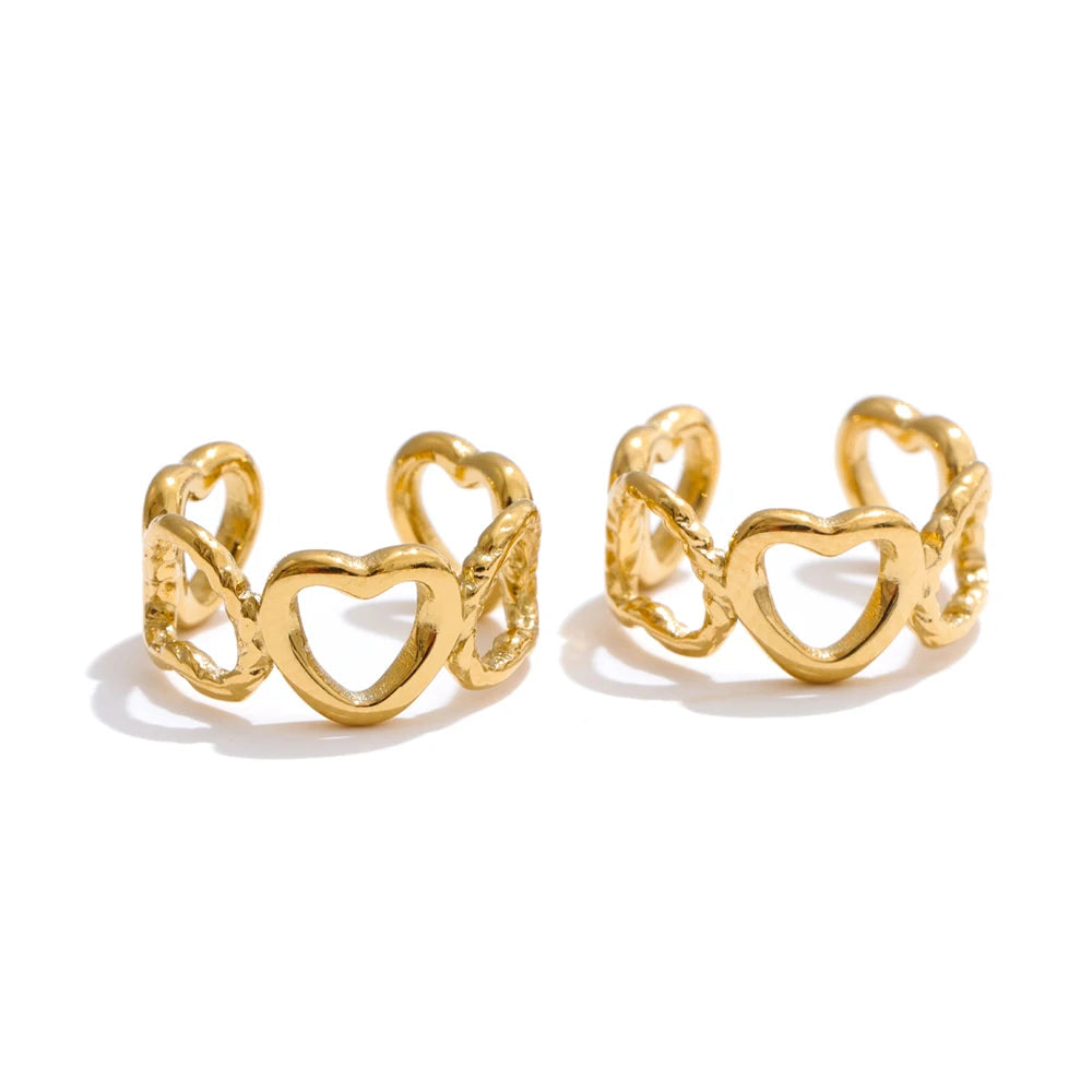 Heart earrings with gold plated shine in a clip on earrings design