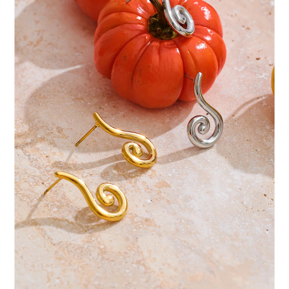 Polished stainless steel earrings with golden glow