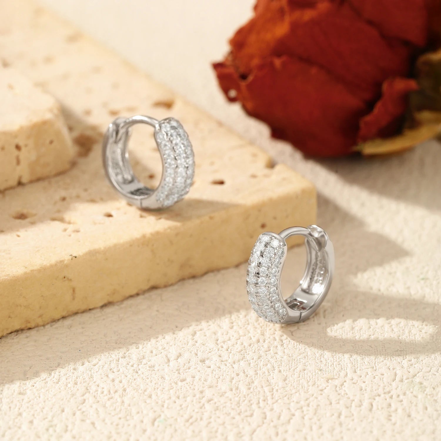 Women’s diamond earrings style hoops with moissanite shine