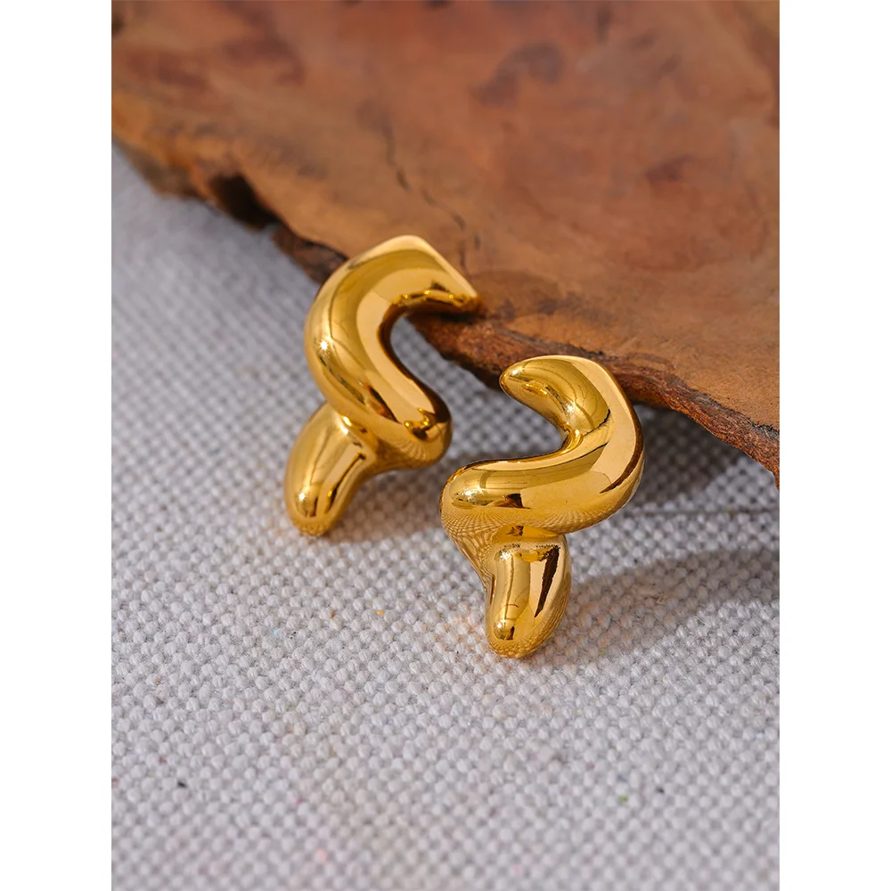 Twisted Geometric Stainless Steel Stud Earrings