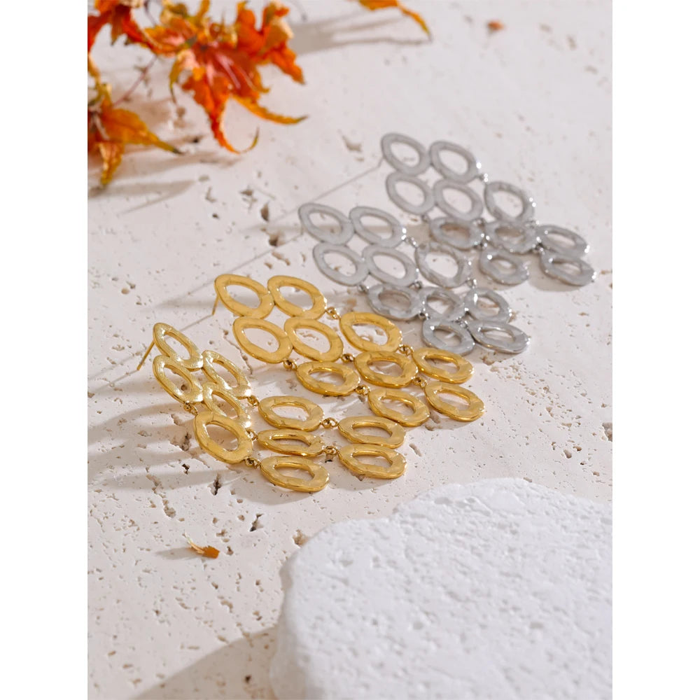Statement earrings crafted in stainless steel with gold finish