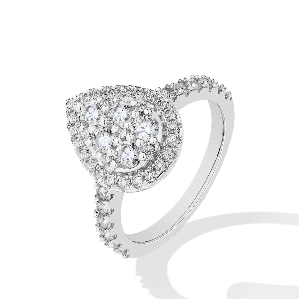 Pear shaped moissanite ring for an engagement ring for women