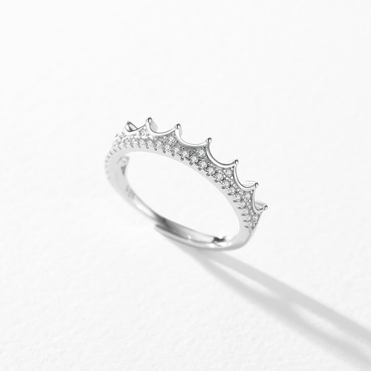 Clear CZ crown inspired ring in 925 sterling silver