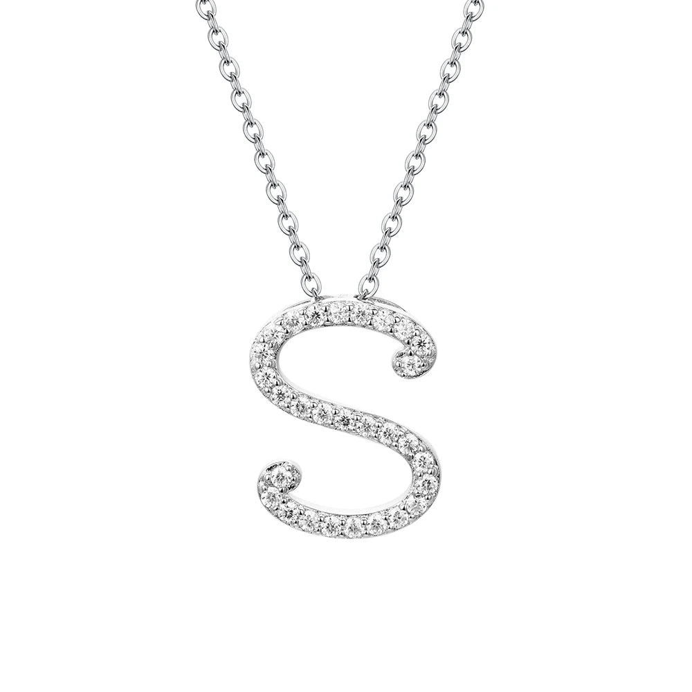 Sterling silver necklace letter S centered as a necklace letter s charm