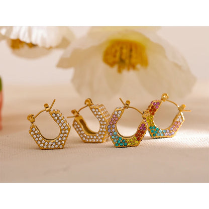 Luxury Colorful Zirconia Hollow Hoop Earrings