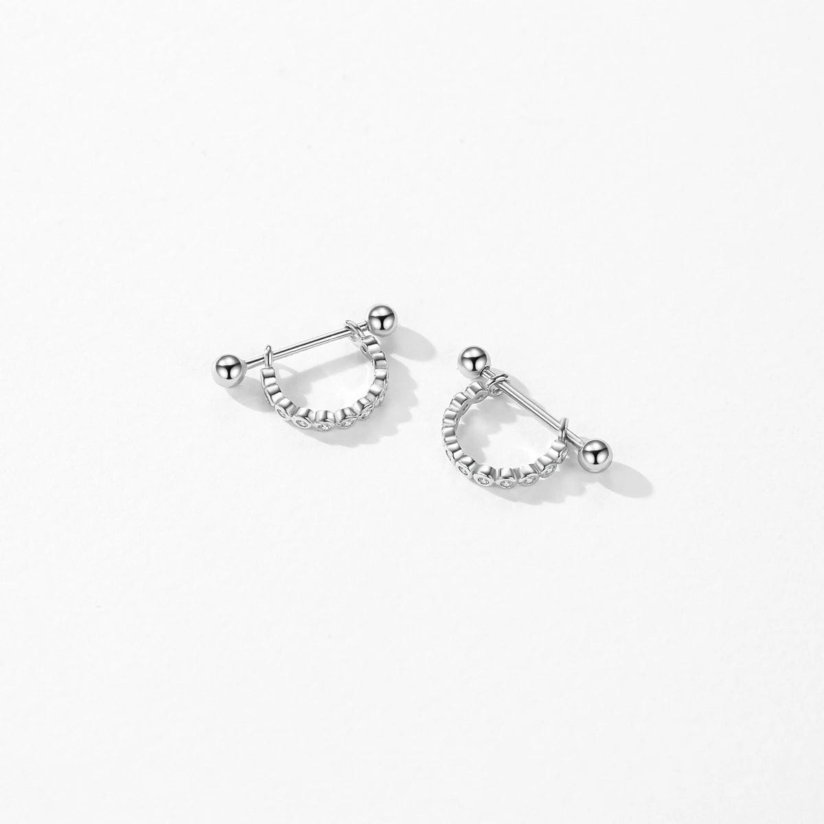 925 Silver Zircon Hoop Earrings with Studs