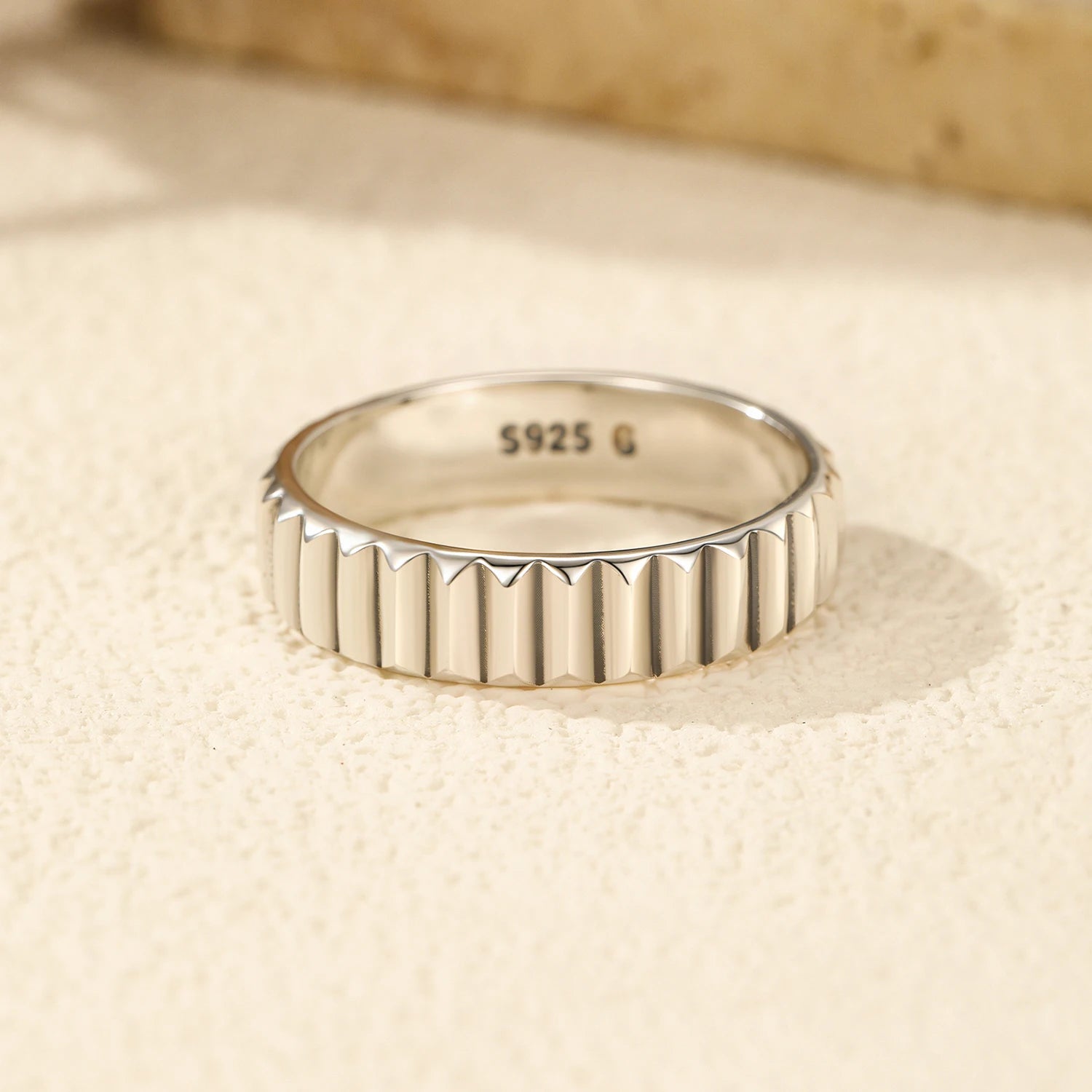 Soft light image of vintage ring style in bright 925 sterling silver