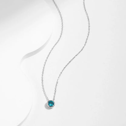 925 Sterling Silver Teal Zirconia Pendant Necklace