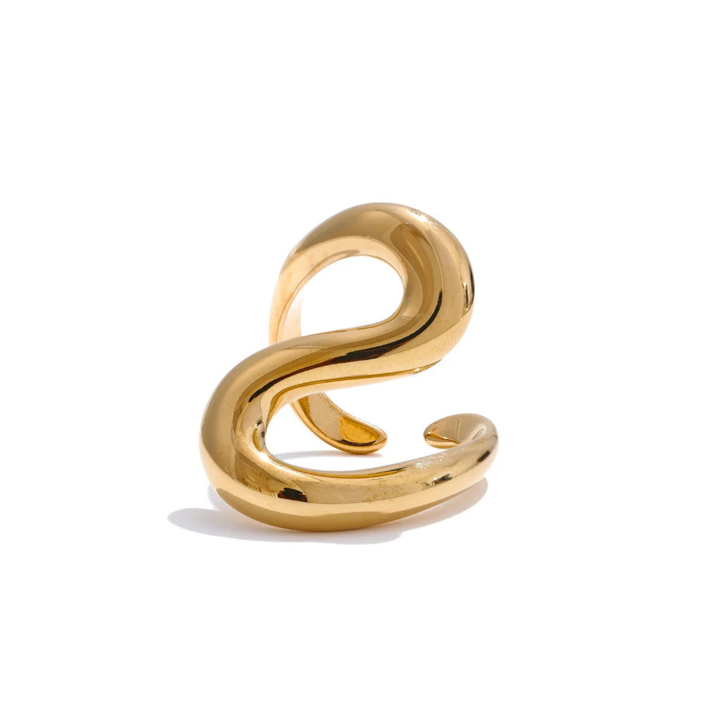 Polished gold plated stainless steel jewelry ring for daily wear