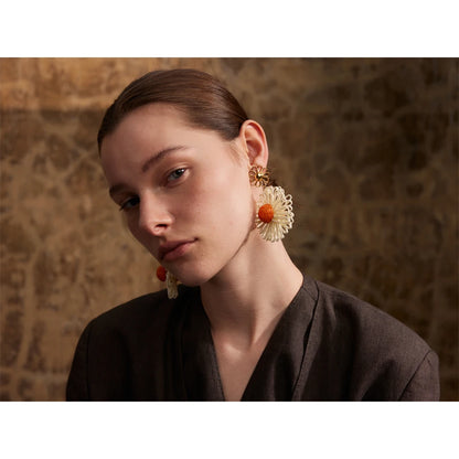 Raffia Flower Drop Earrings