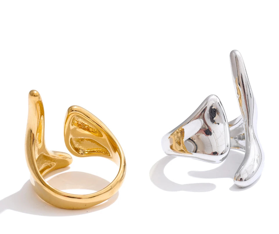 stylish gold ring stainless steel geometric shape for everyday wear