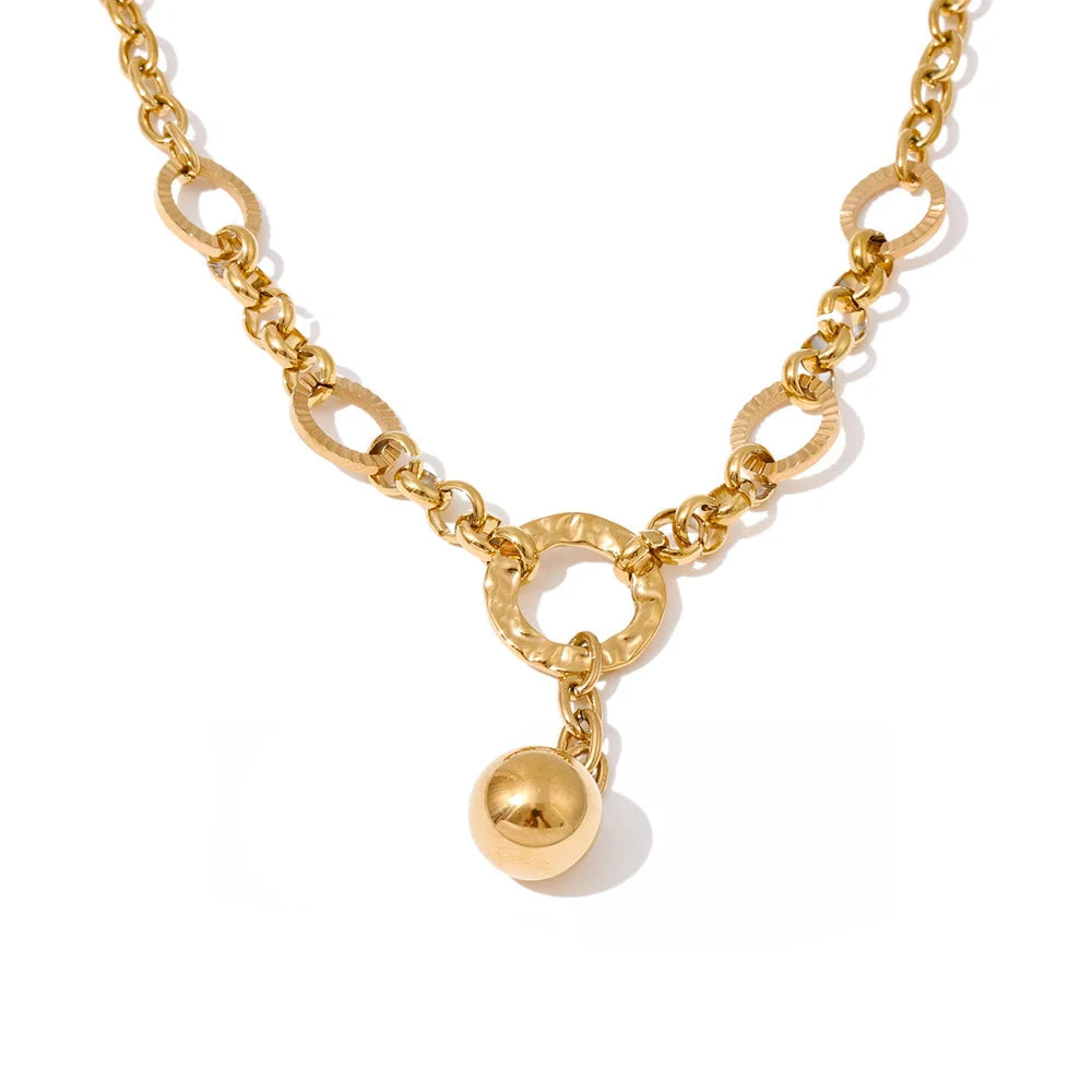 Round ball chain necklace with polished gold plated shine
