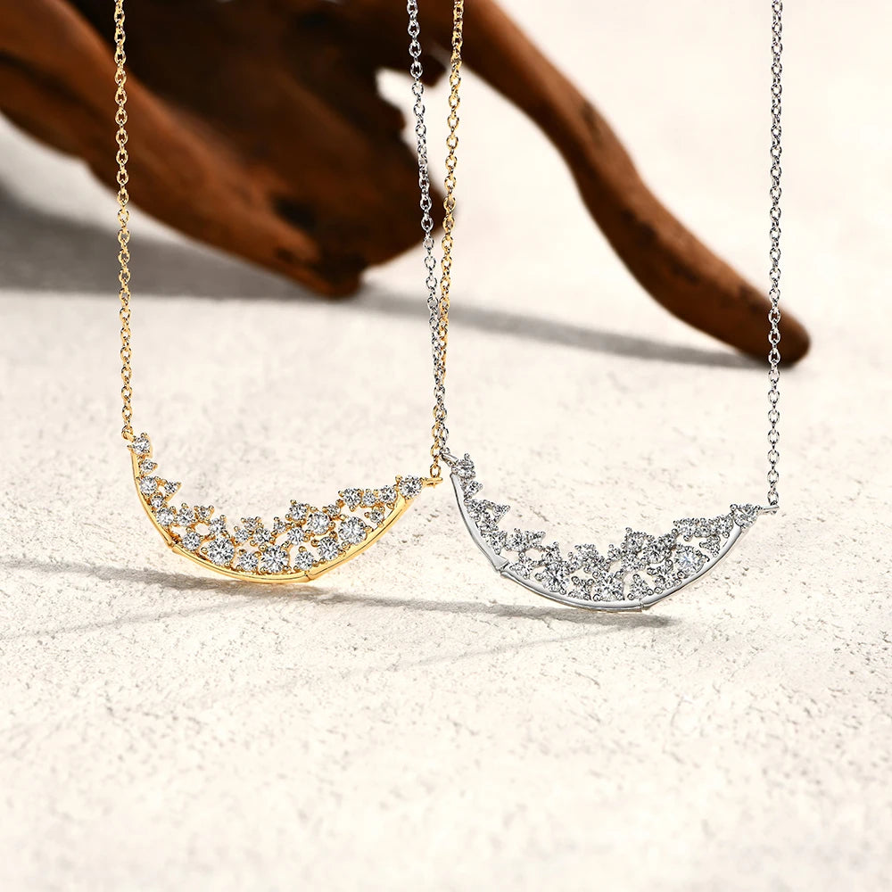 Sterling silver necklace showing moissanite chain sparkle in silver color