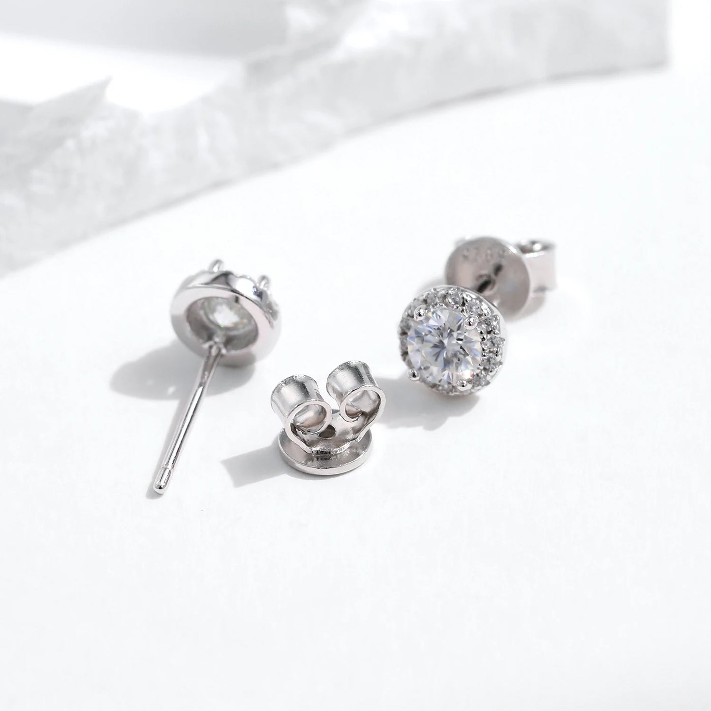 Luxury Moissanite Halo Stud Earrings