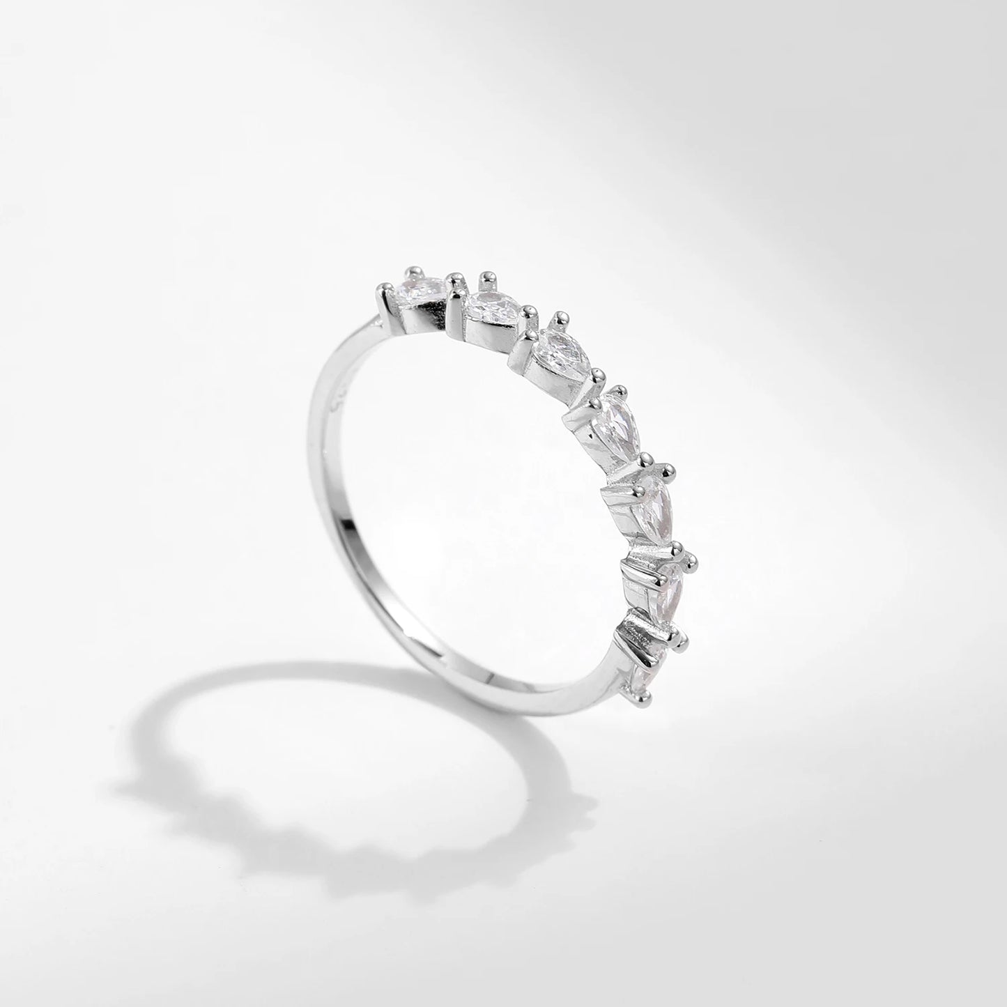 Sterling Silver Water Drop CZ Ring