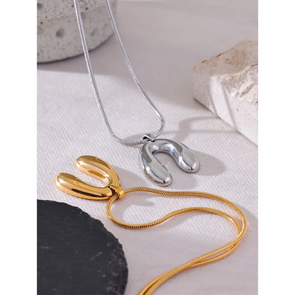 Stylish Sleek Metal Necklace Pendant