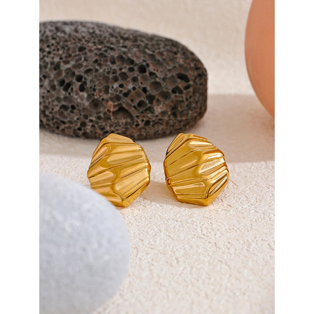 Creative Geometric Gold Stainless Steel Earrings