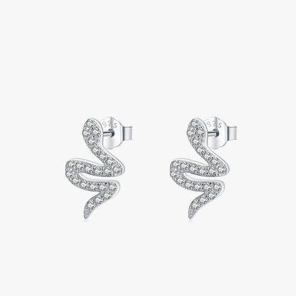 Sparkling Snake CZ Stud Earrings