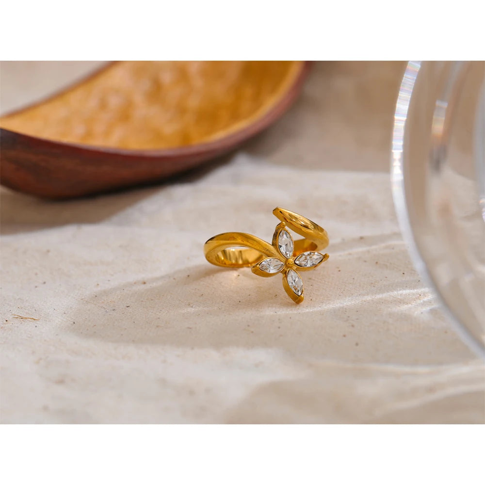 Adjustable Golden Flower Ring