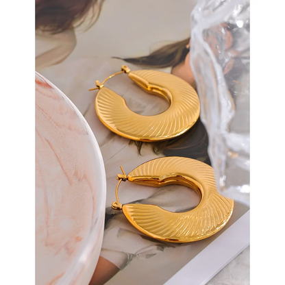 Gold Color Waterproof Hoop Earrings