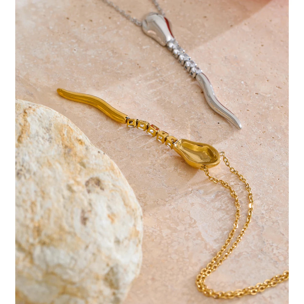 Unique jewelry snake necklace charms with cubic zirconia sparkle