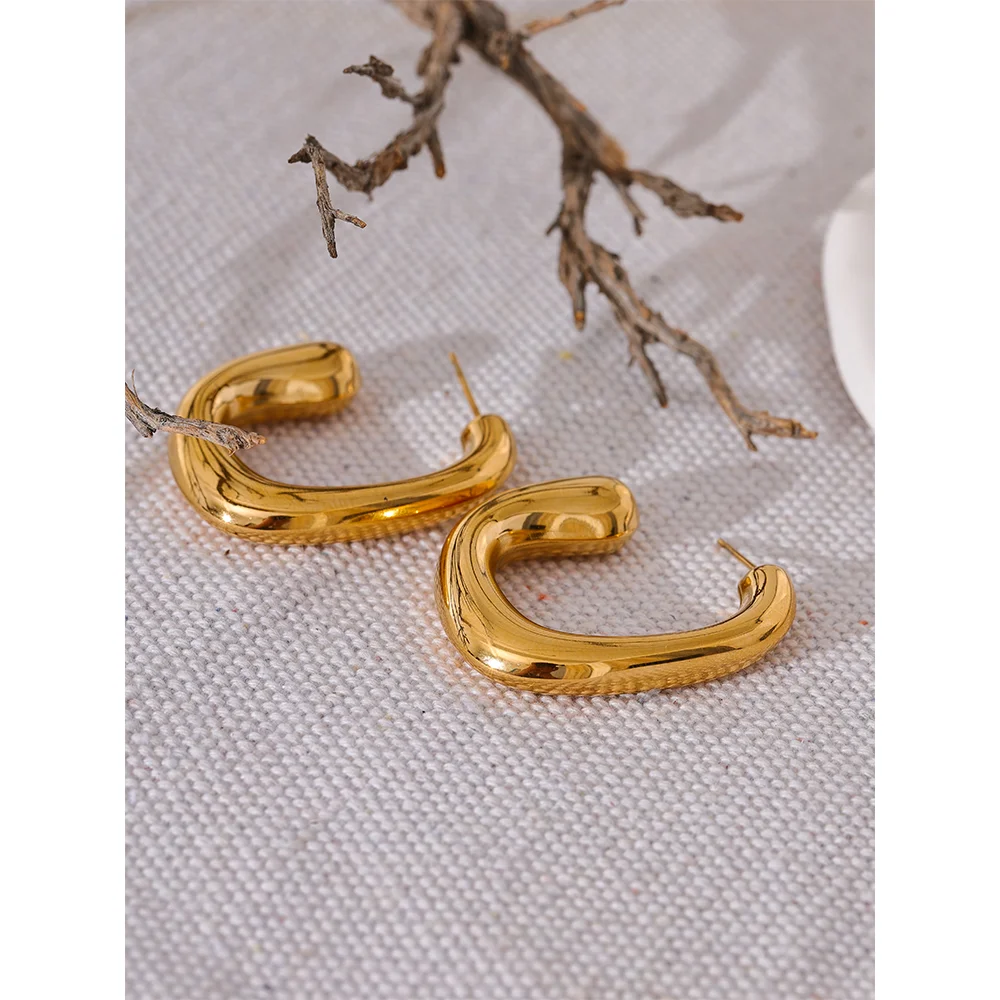 Minimalist Unusual Gold Plated Stainless Steel Earrings