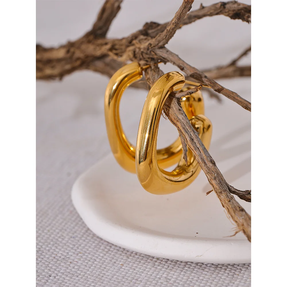 Minimalist Unusual Gold Plated Stainless Steel Earrings